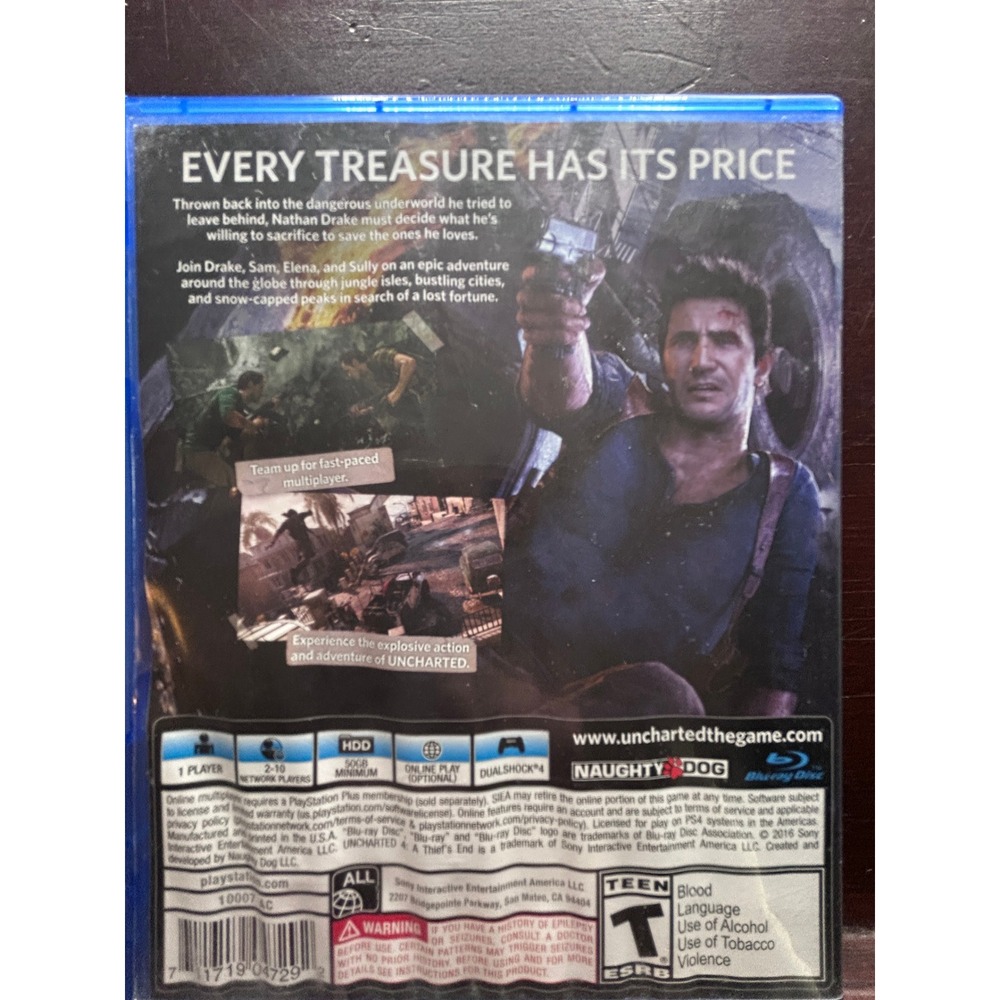 Uncharted 4 A Thiefs End Sony PlayStation 4 PS4 Video Game Naughty Dog T Rated - Picture 2 of 5